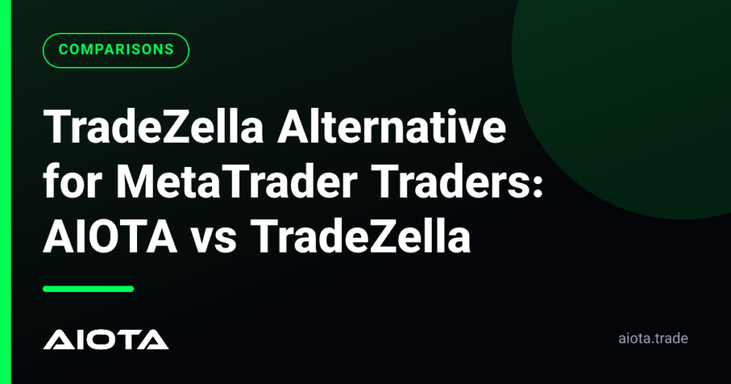 Comparison banner displaying AIOTA Trading Journal and TradeZella side by side for MetaTrader 5 traders
