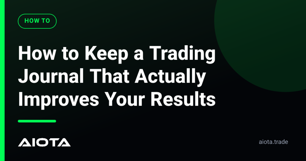 A clean, professional dashboard view of the AIOTA Trading Journal showing performance analytics and trade logs.
