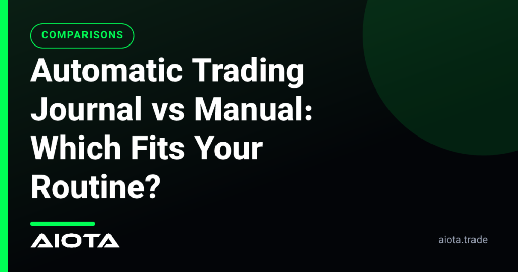 Comparison graphic illustrating an automatic trading journal versus a manual spreadsheet interface