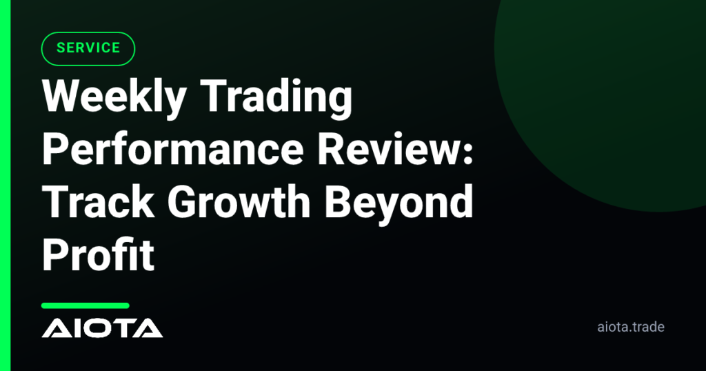 AIOTA Trading Journal Weekly Performance Review and AI Coach dashboard preview graphic